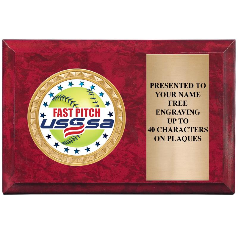 6" X 4" RED MBL INSERT PLQ