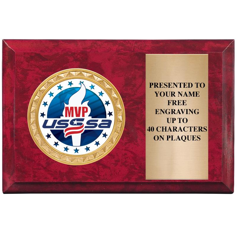 6" X 4" RED MBL INSERT PLQ
