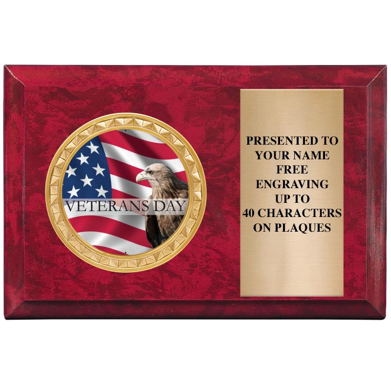 6" X 4" RED MBL INSERT PLQ