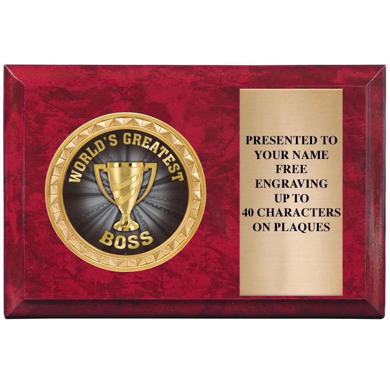 6" X 4" RED MBL INSERT PLQ