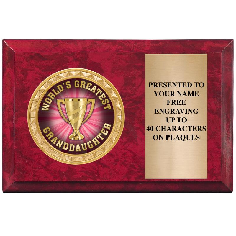 6" X 4" RED MBL INSERT PLQ