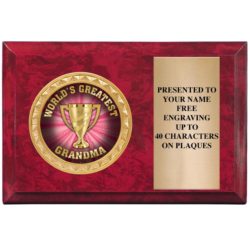 6" X 4" RED MBL INSERT PLQ