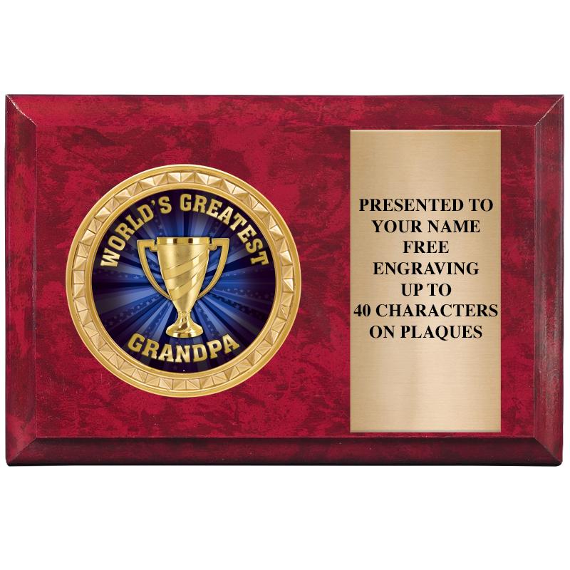 6" X 4" RED MBL INSERT PLQ