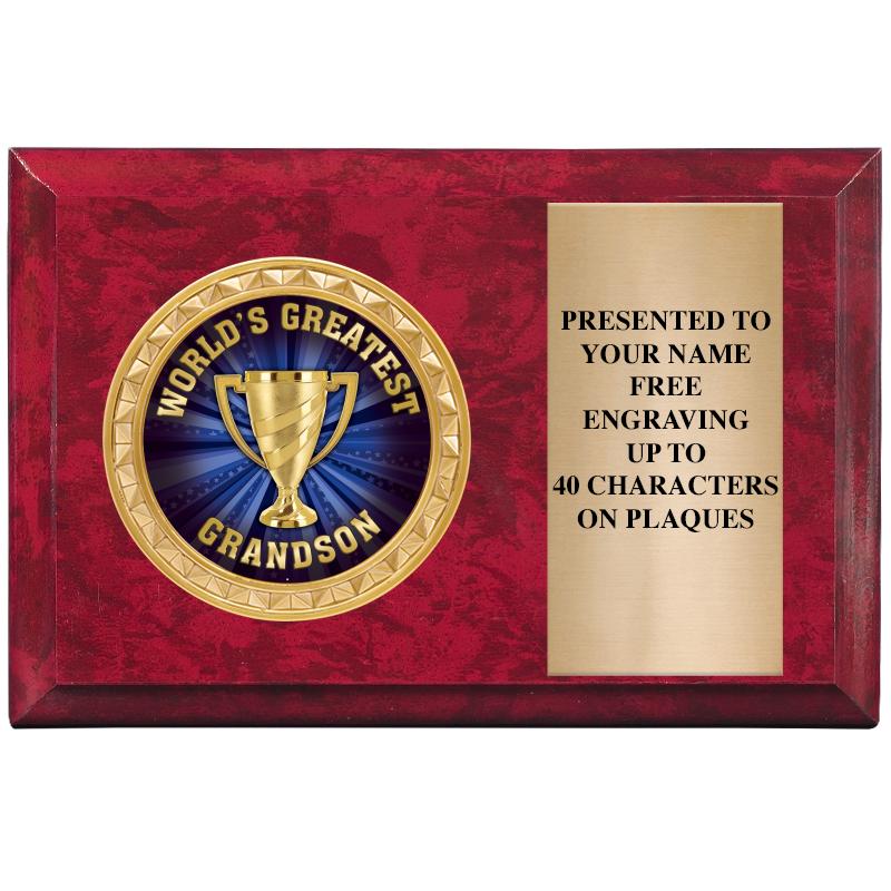 6" X 4" RED MBL INSERT PLQ