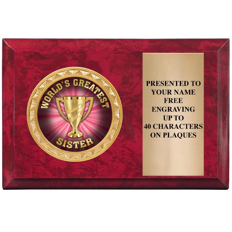 6" X 4" RED MBL INSERT PLQ