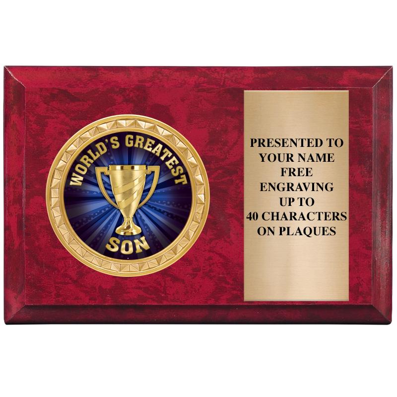 6" X 4" RED MBL INSERT PLQ