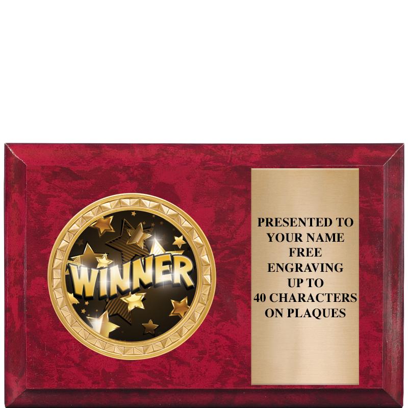 6" X 4" RED MBL INSERT PLQ