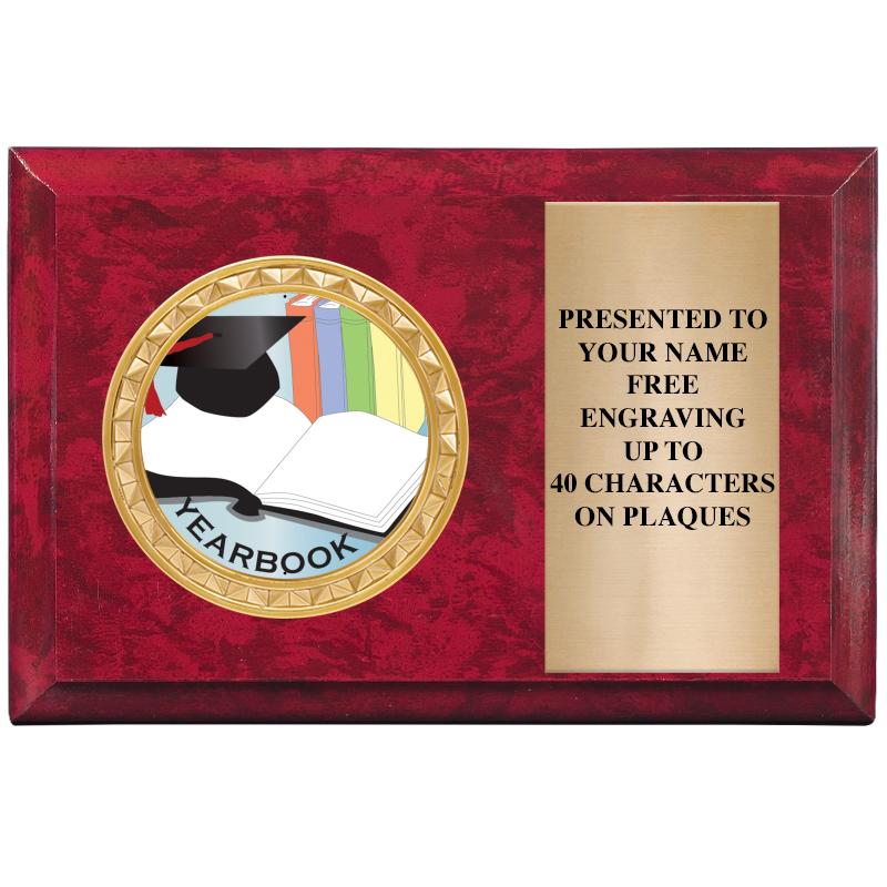 6" X 4" RED MBL INSERT PLQ