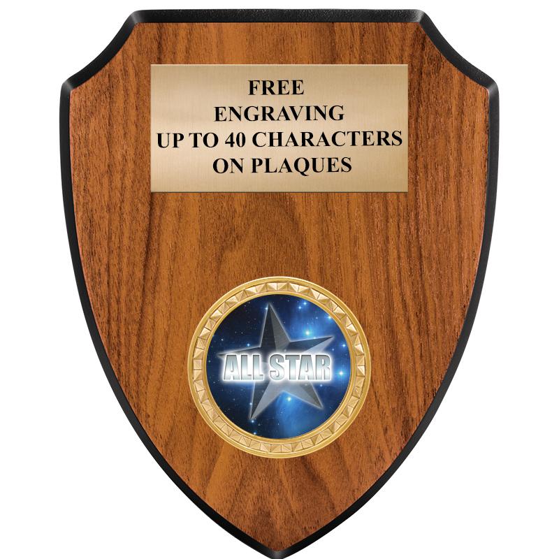 6"X7.5" WOOD SHIELD INSERT PLQ