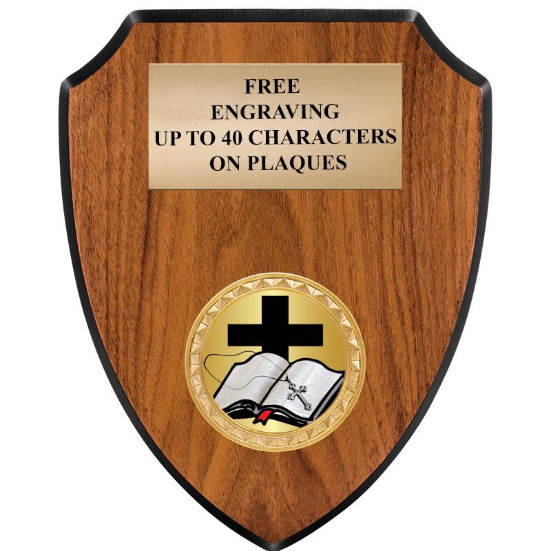 6"X7.5" WOOD SHIELD INSERT PLQ