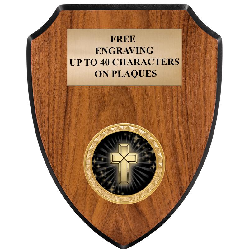 6"X7.5" WOOD SHIELD INSERT PLQ