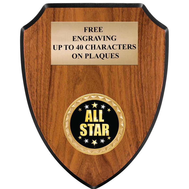 6"X7.5" WOOD SHIELD INSERT PLQ