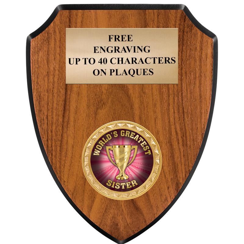 6"X7.5" WOOD SHIELD INSERT PLQ