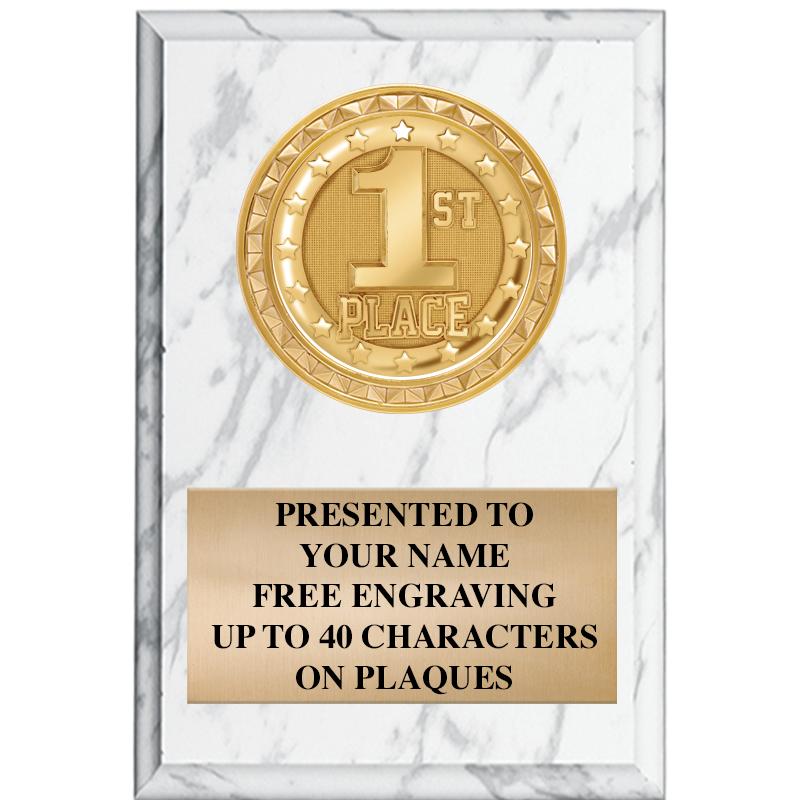 4" X 6" WHITE MBL INSERT PLQ