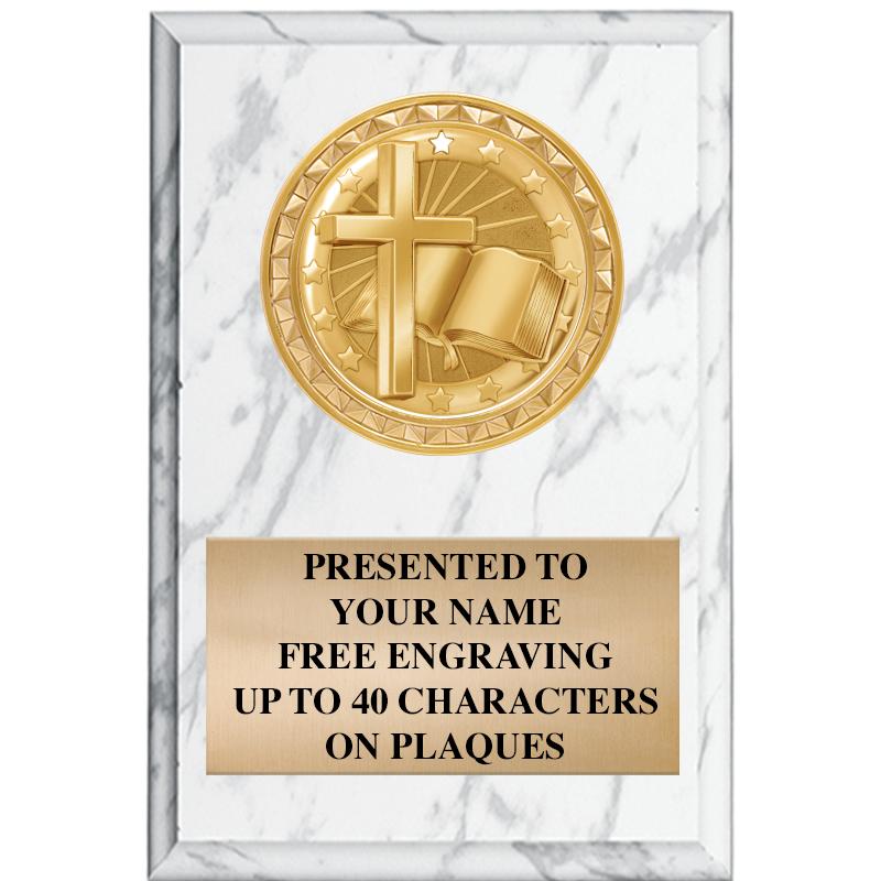 4" X 6" WHITE MBL INSERT PLQ