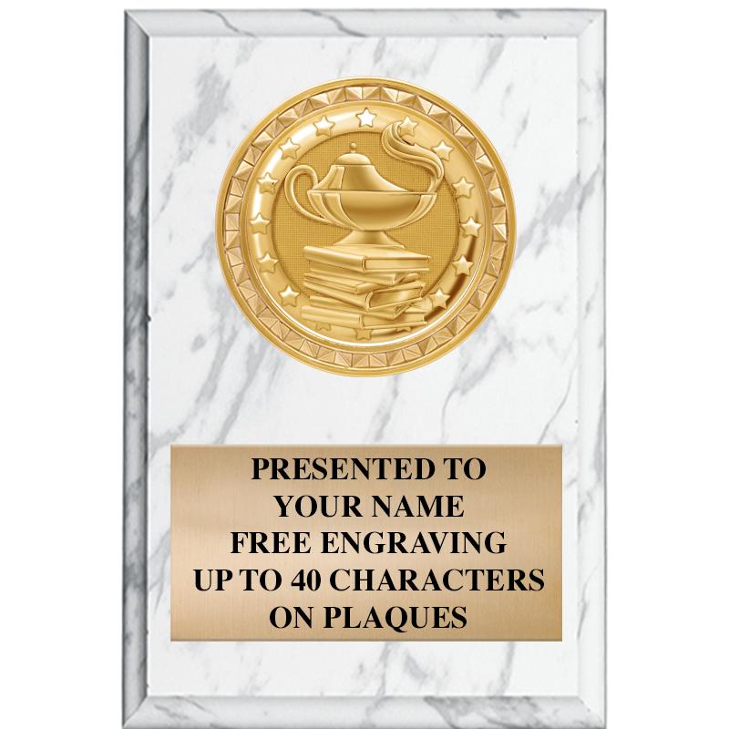 4" X 6" WHITE MBL INSERT PLQ