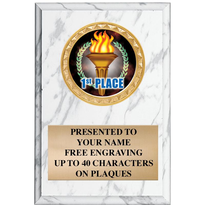 4" X 6" WHITE MBL INSERT PLQ