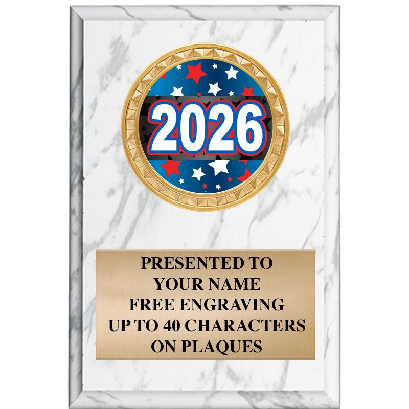 4" X 6" WHITE MBL INSERT PLQ