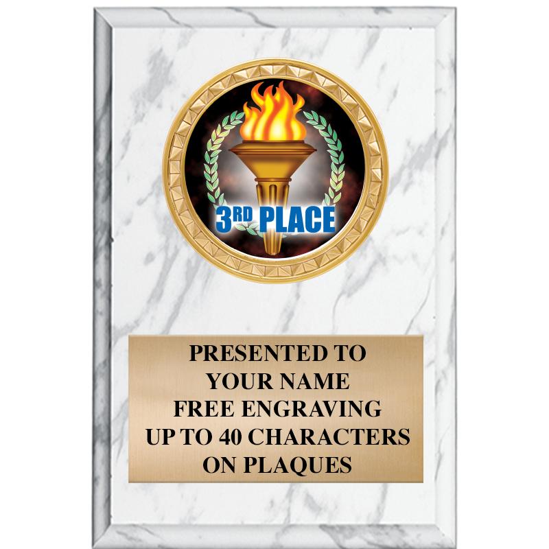 4" X 6" WHITE MBL INSERT PLQ