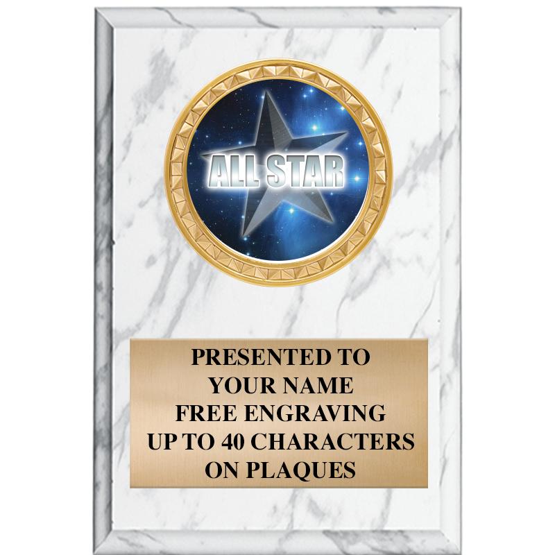 4" X 6" WHITE MBL INSERT PLQ