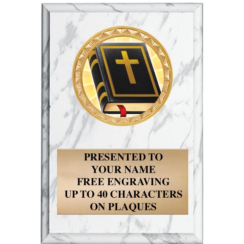 4" X 6" WHITE MBL INSERT PLQ