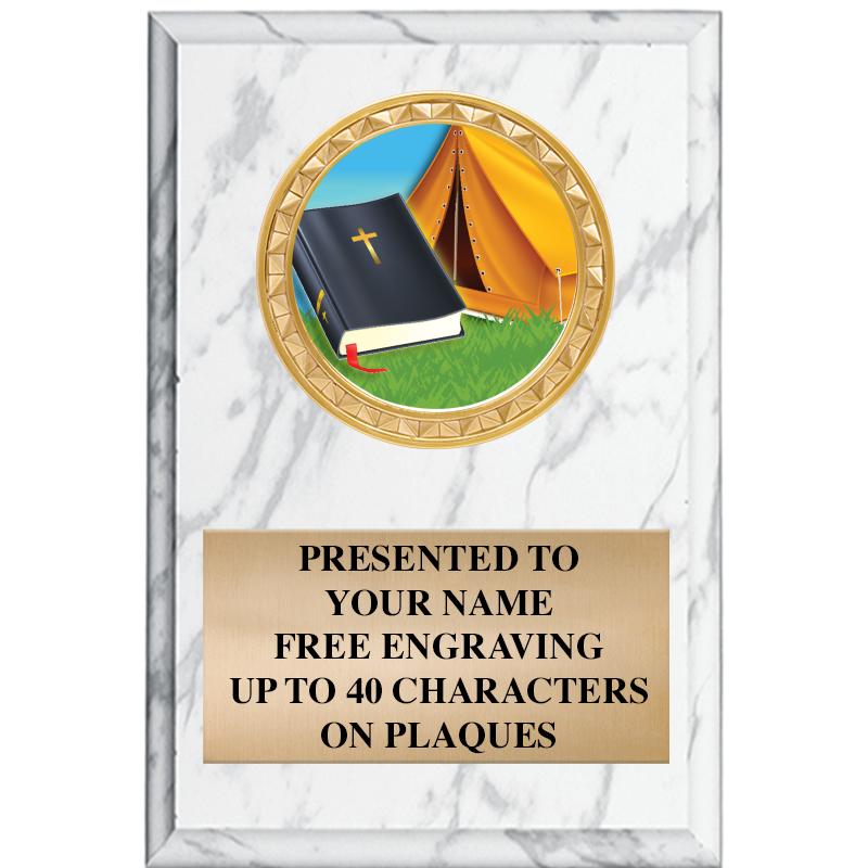 4" X 6" WHITE MBL INSERT PLQ