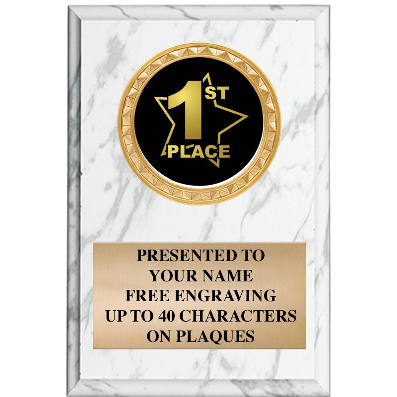 4" X 6" WHITE MBL INSERT PLQ