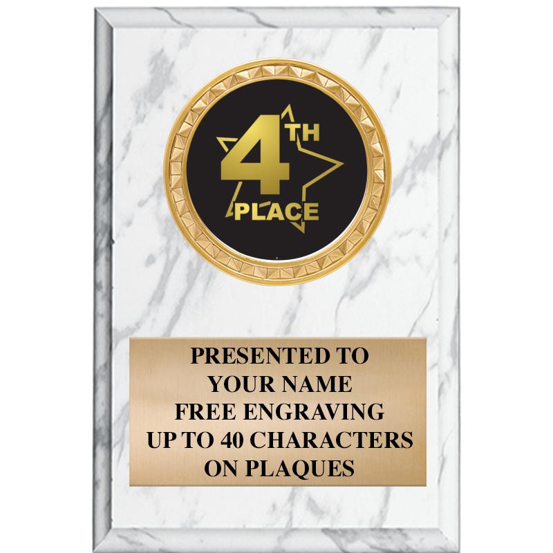 4" X 6" WHITE MBL INSERT PLQ