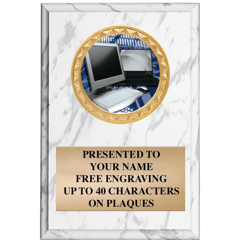 4" X 6" WHITE MBL INSERT PLQ