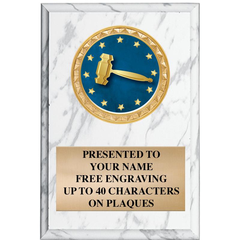 4" X 6" WHITE MBL INSERT PLQ