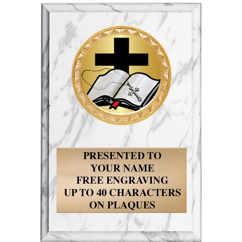 4" X 6" WHITE MBL INSERT PLQ