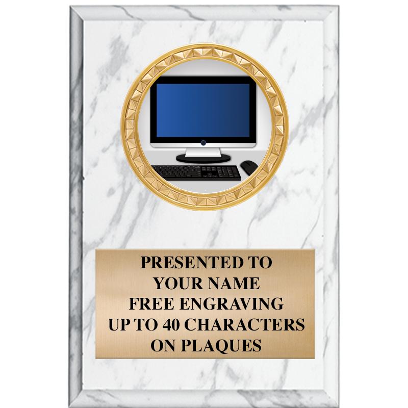 4" X 6" WHITE MBL INSERT PLQ