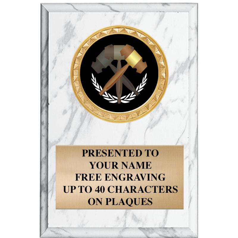 4" X 6" WHITE MBL INSERT PLQ