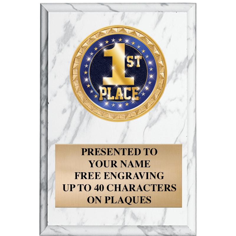 4" X 6" WHITE MBL INSERT PLQ