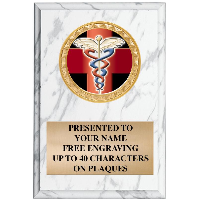 4" X 6" WHITE MBL INSERT PLQ