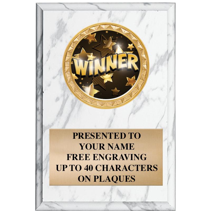 4" X 6" WHITE MBL INSERT PLQ