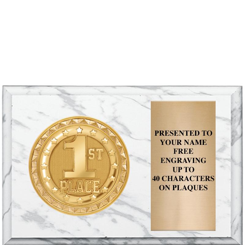 6" X 4" WHITE MBL INSERT PLQ