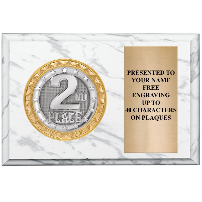 6" X 4" WHITE MBL INSERT PLQ