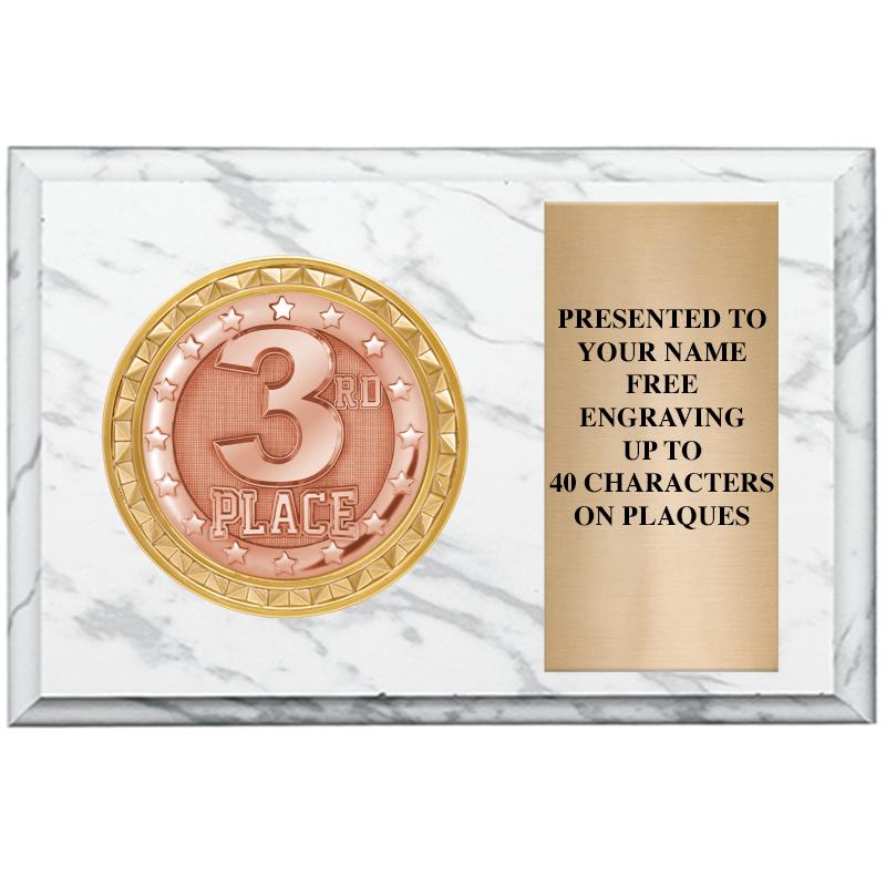 6" X 4" WHITE MBL INSERT PLQ