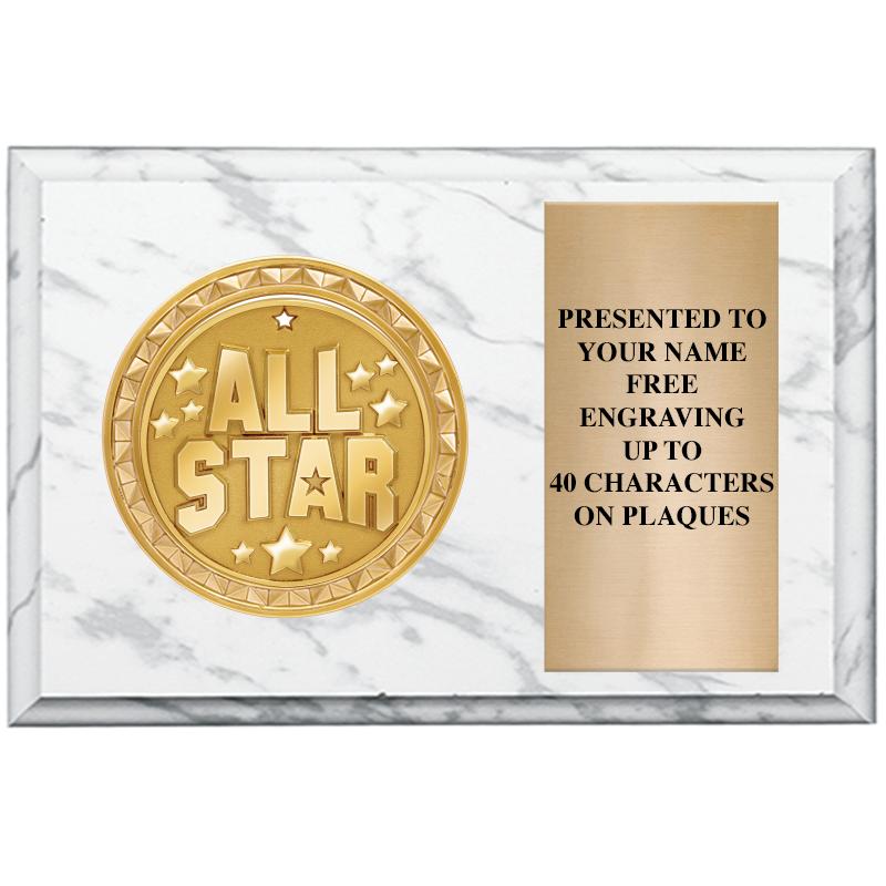 6" X 4" WHITE MBL INSERT PLQ