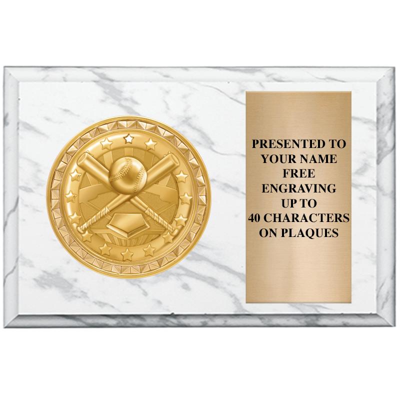 6" X 4" WHITE MBL INSERT PLQ