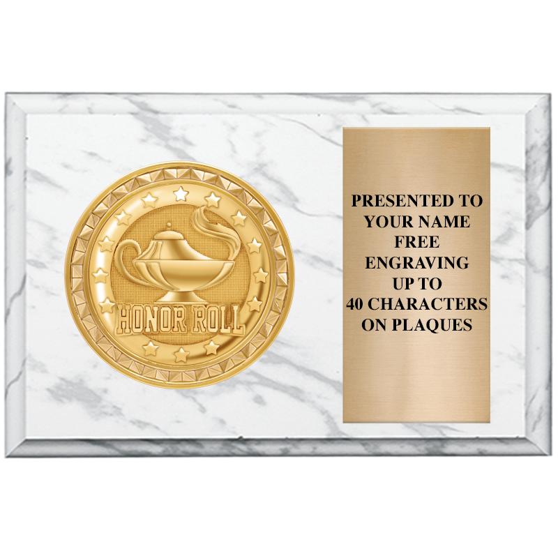 6" X 4" WHITE MBL INSERT PLQ