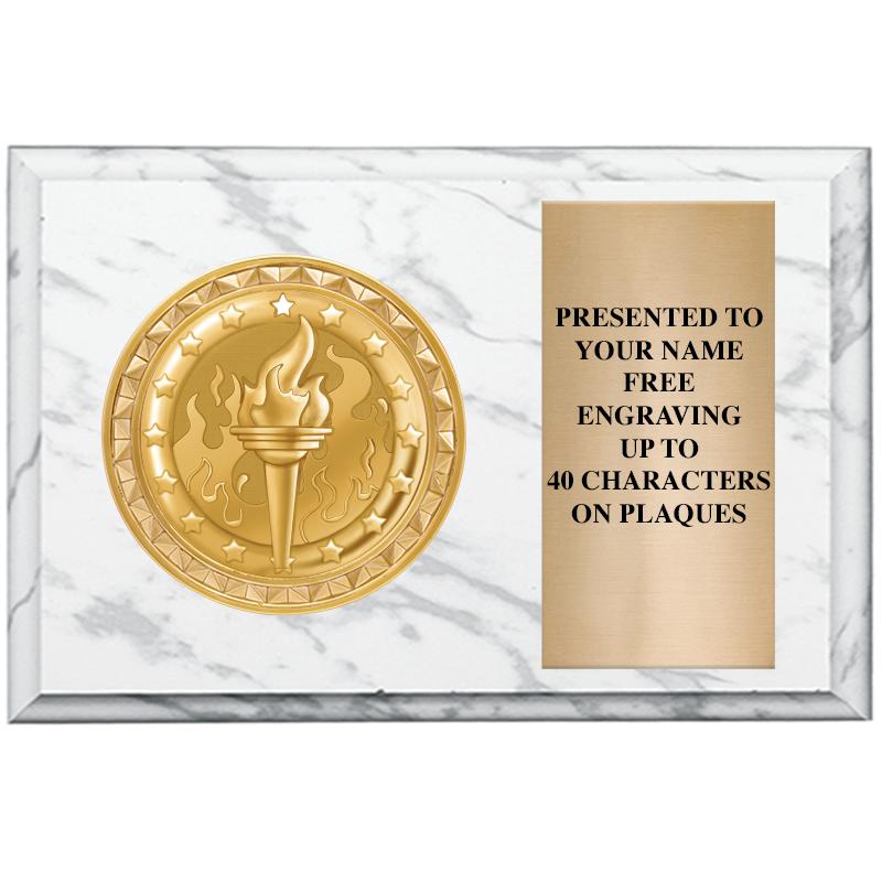 6" X 4" WHITE MBL INSERT PLQ