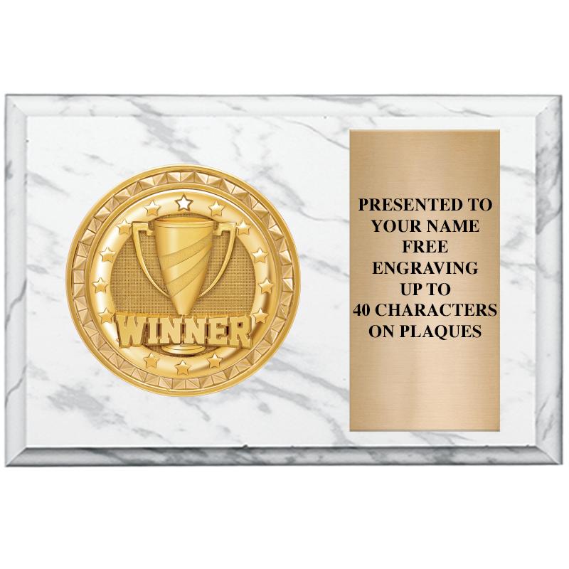 6" X 4" WHITE MBL INSERT PLQ