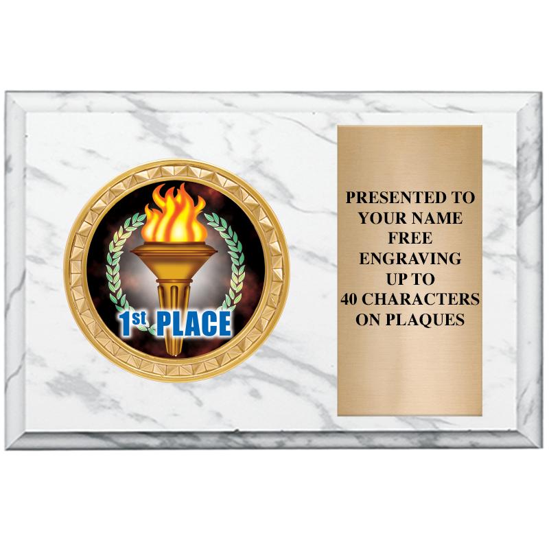 6" X 4" WHITE MBL INSERT PLQ