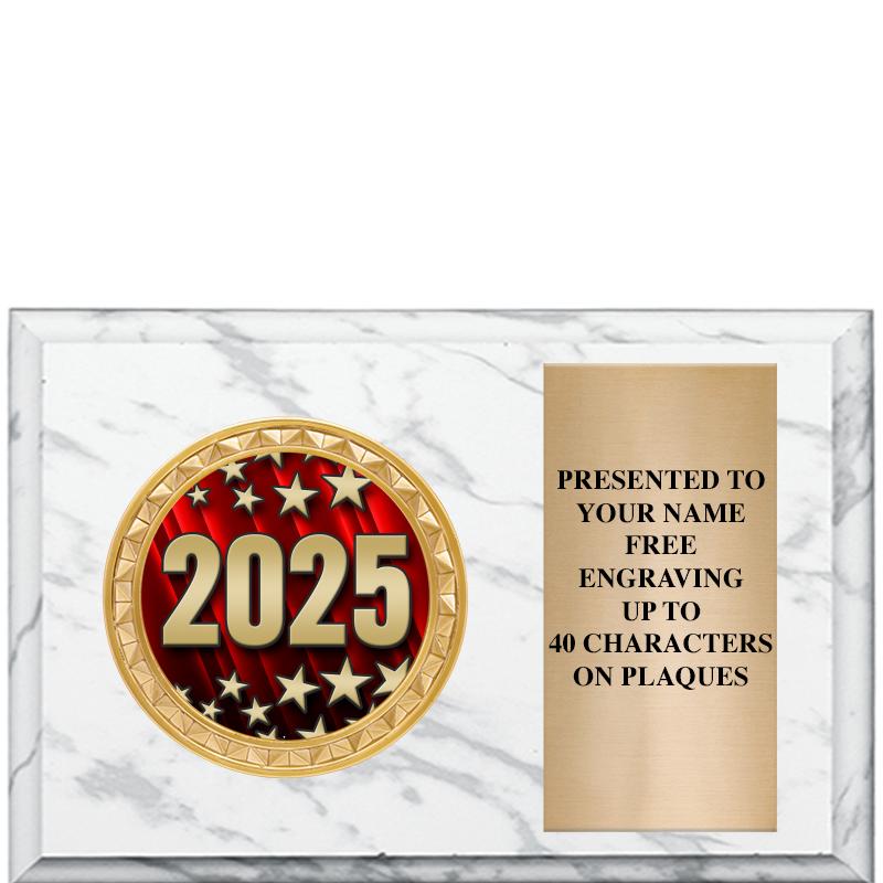 6" X 4" WHITE MBL INSERT PLQ