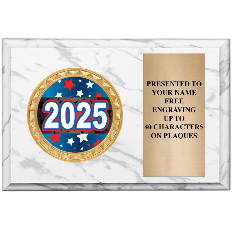 6" X 4" WHITE MBL INSERT PLQ