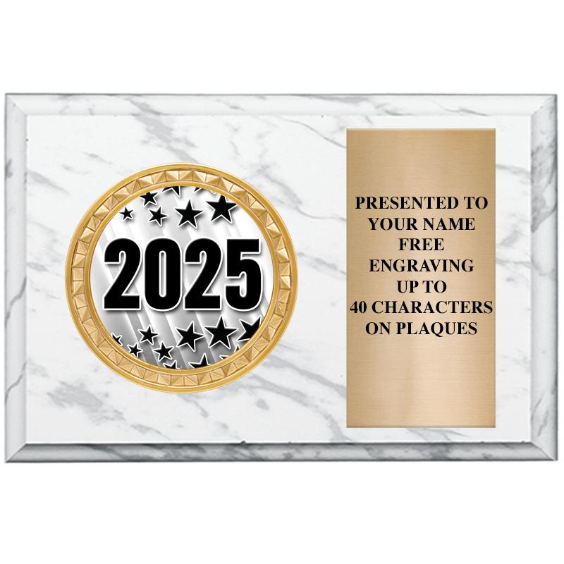 6" X 4" WHITE MBL INSERT PLQ