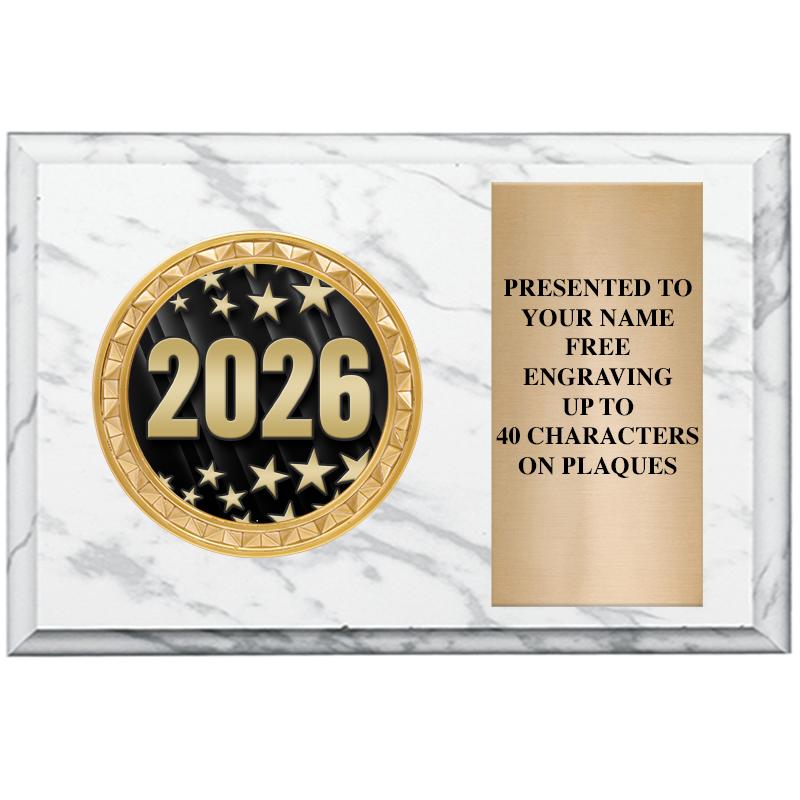 6" X 4" WHITE MBL INSERT PLQ