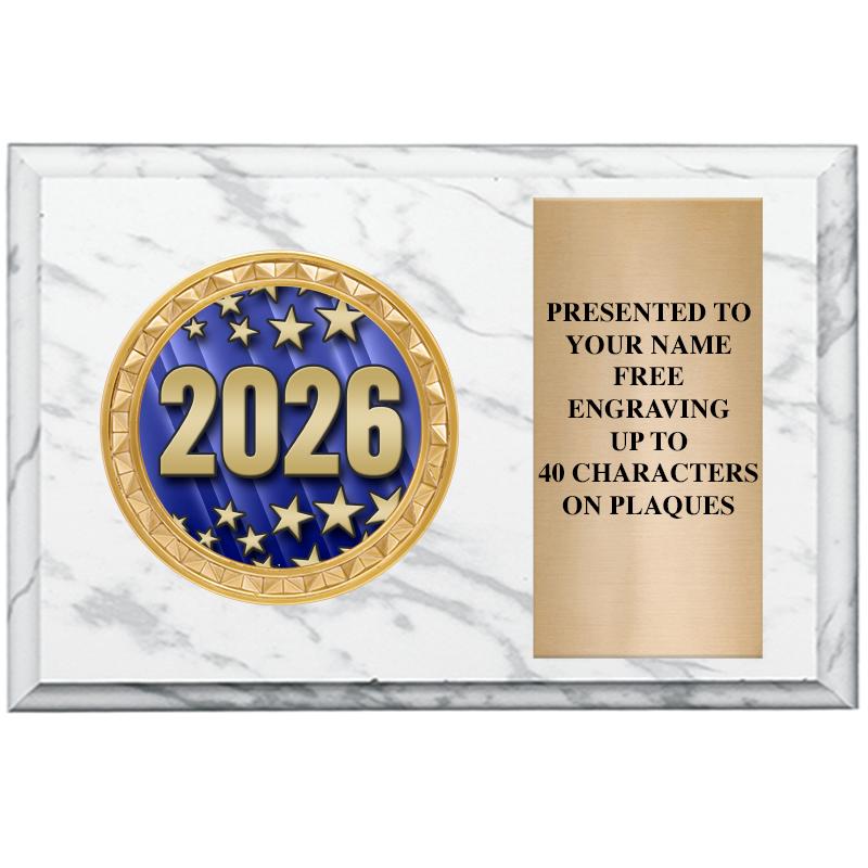 6" X 4" WHITE MBL INSERT PLQ